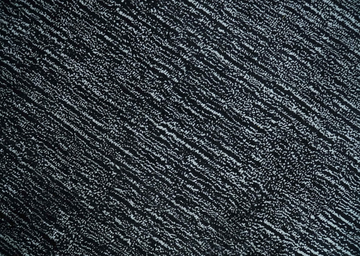 Modern Classic 8x10 Solid Plain Black and Silver Blended Hand Loomed Modern Scandinavian Art Silk Area Rug | AE19810 - The Rug Decor