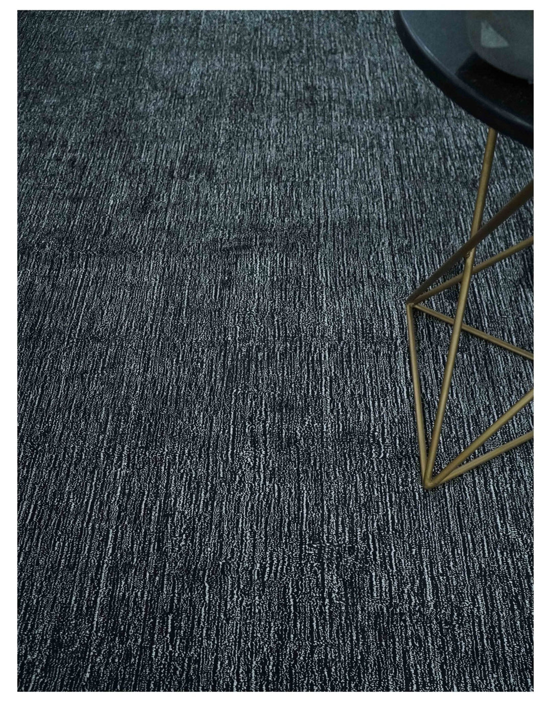 Modern Classic 8x10 Solid Plain Black and Silver Blended Hand Loomed Modern Scandinavian Art Silk Area Rug | AE19810 - The Rug Decor