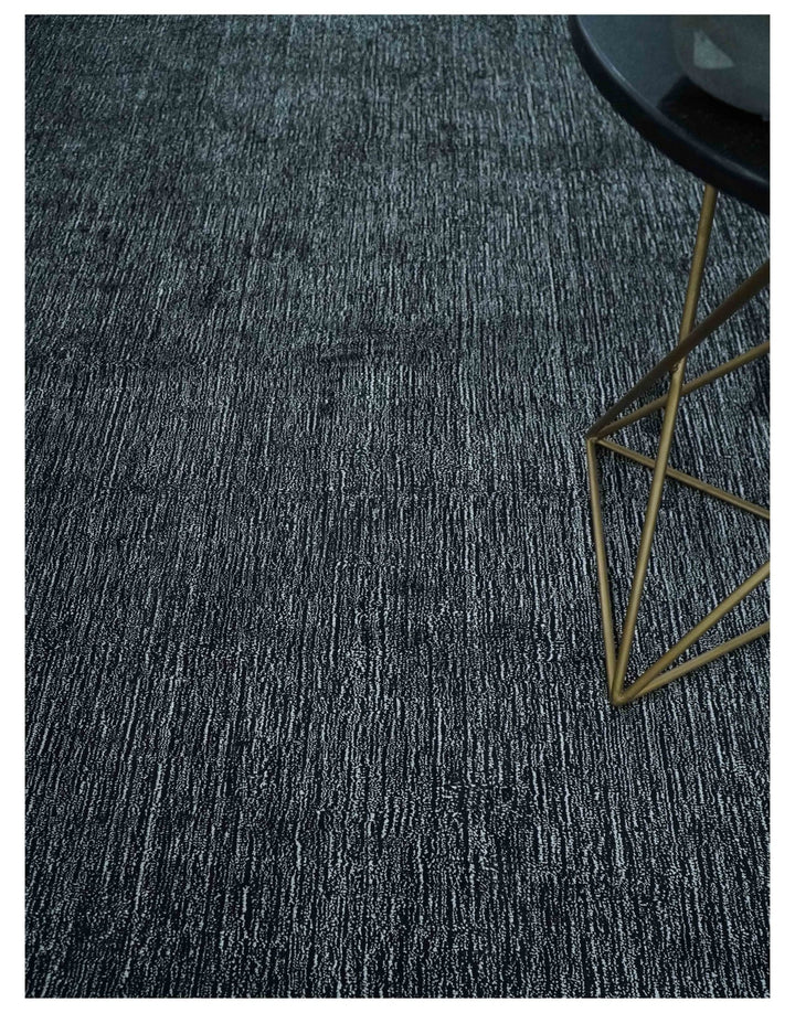 Modern Classic 8x10 Solid Plain Black and Silver Blended Hand Loomed Modern Scandinavian Art Silk Area Rug | AE19810 - The Rug Decor