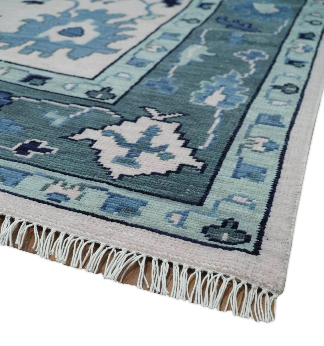 Modern Colorful Oushak Soft Pink, Gray and Blue 3x5, 4x6, 5x8, 6x9, 8x10 and 9x12 Hand Knotted Persian Style Wool Rug | TRD2774 - The Rug Decor