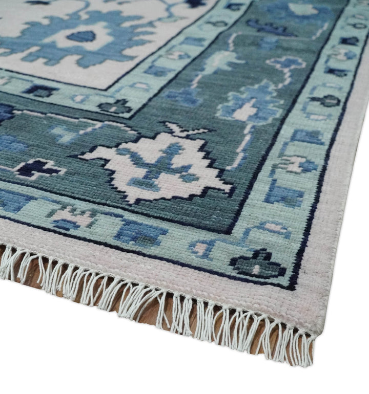 Modern Colorful Oushak Soft Pink, Gray and Blue 3x5, 4x6, 5x8, 6x9, 8x10 and 9x12 Hand Knotted Persian Style Wool Rug | TRD2774 - The Rug Decor