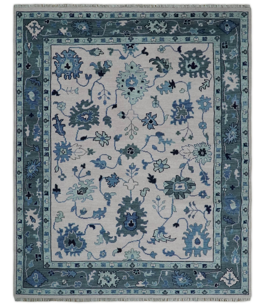 Modern Colorful Oushak Soft Pink, Gray and Blue 3x5, 4x6, 5x8, 6x9, 8x10 and 9x12 Hand Knotted Persian Style Wool Rug | TRD2774 - The Rug Decor