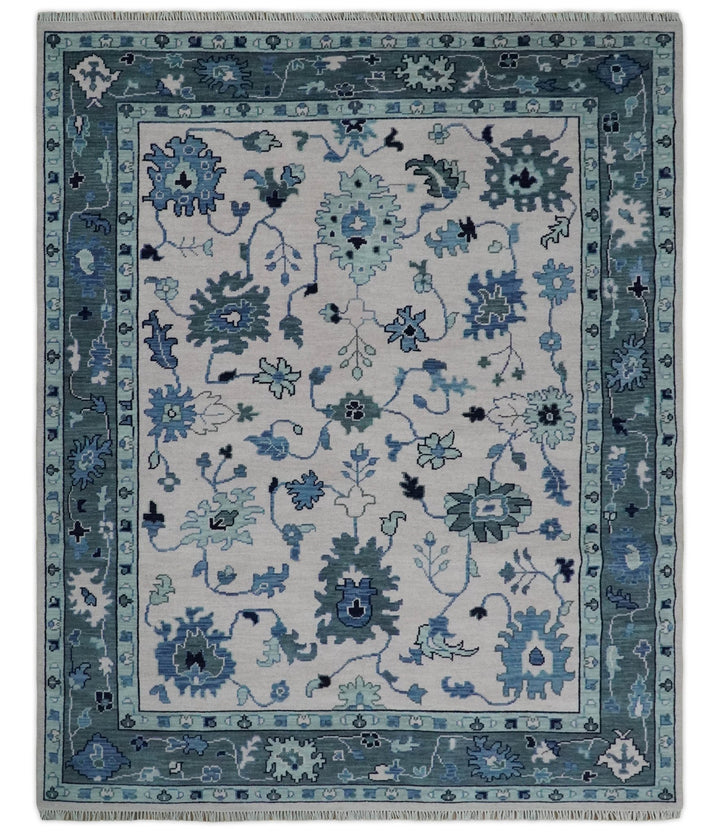 Modern Colorful Oushak Soft Pink, Gray and Blue 3x5, 4x6, 5x8, 6x9, 8x10 and 9x12 Hand Knotted Persian Style Wool Rug | TRD2774 - The Rug Decor