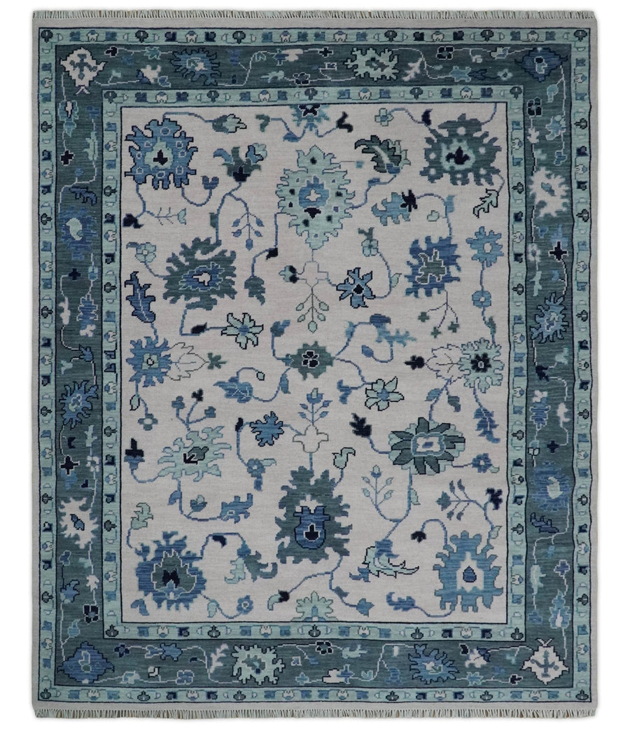 Modern Colorful Oushak Soft Pink, Gray and Blue 3x5, 4x6, 5x8, 6x9, 8x10 and 9x12 Hand Knotted Persian Style Wool Rug | TRD2774 - The Rug Decor