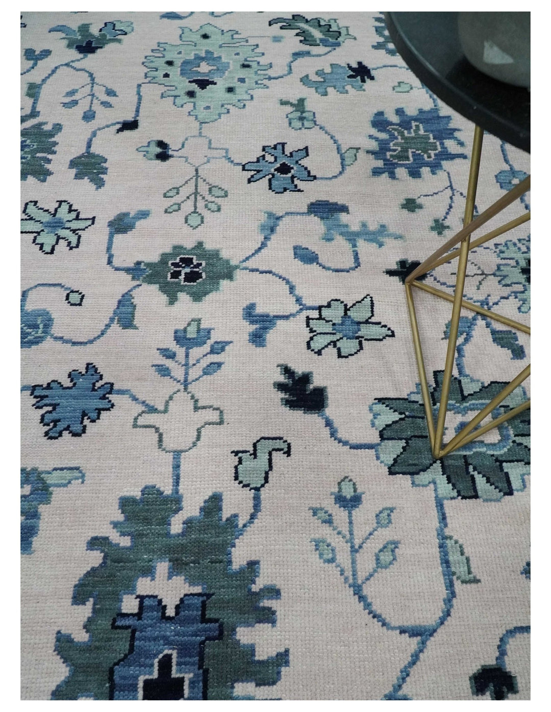 Modern Colorful Oushak Soft Pink, Gray and Blue 3x5, 4x6, 5x8, 6x9, 8x10 and 9x12 Hand Knotted Persian Style Wool Rug | TRD2774 - The Rug Decor