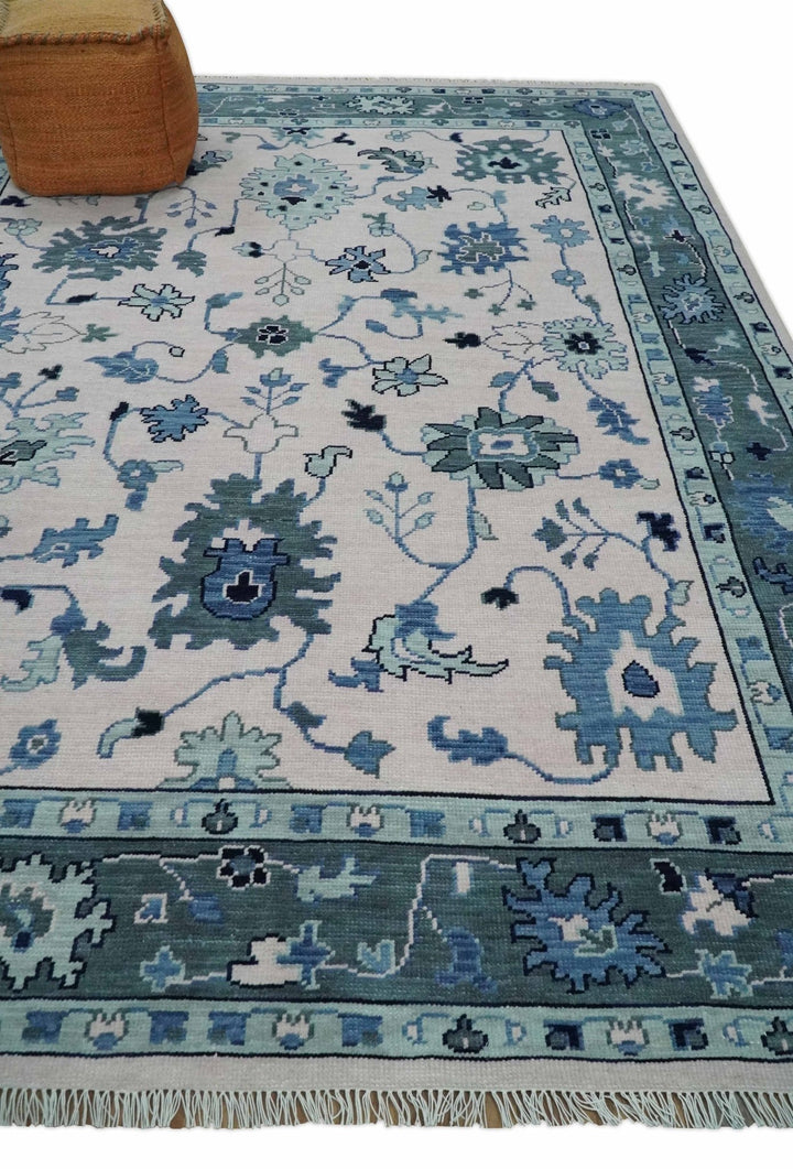 Modern Colorful Oushak Soft Pink, Gray and Blue 3x5, 4x6, 5x8, 6x9, 8x10 and 9x12 Hand Knotted Persian Style Wool Rug | TRD2774 - The Rug Decor