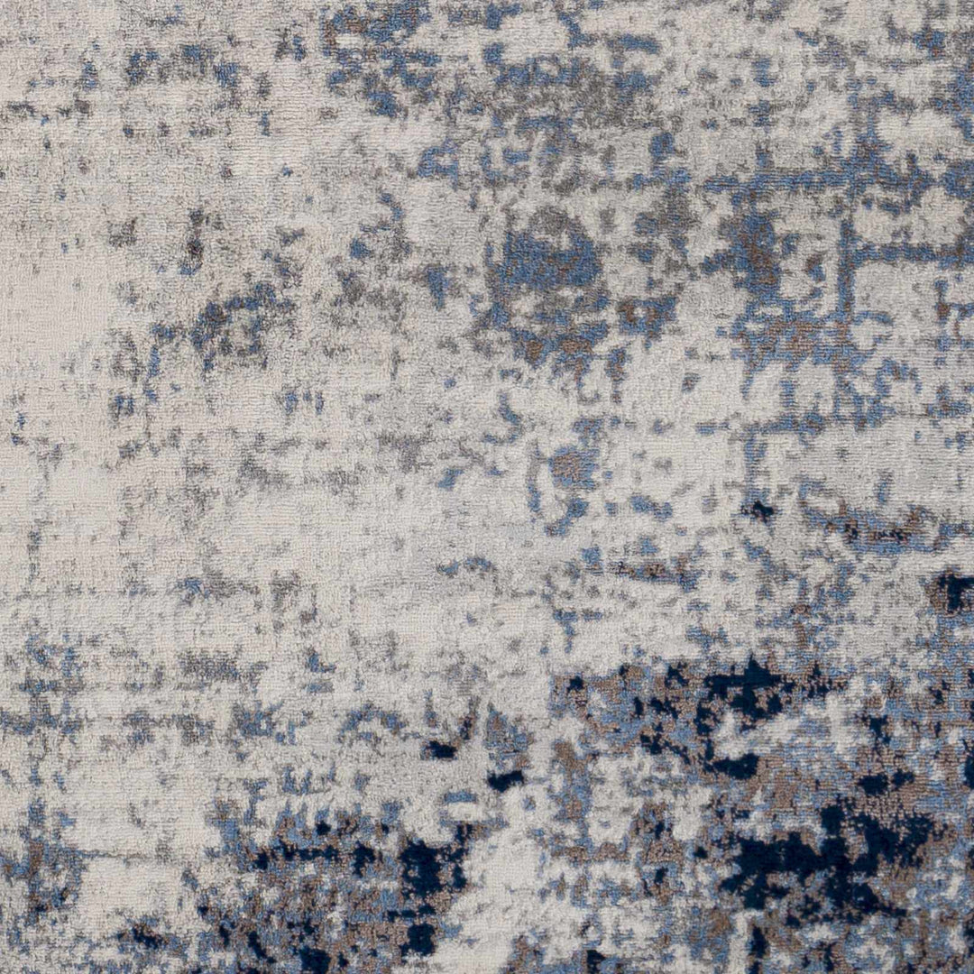 Modern Contemporary Abstract Ivory and Blue Medium pile Multi size Area Rug - The Rug Decor