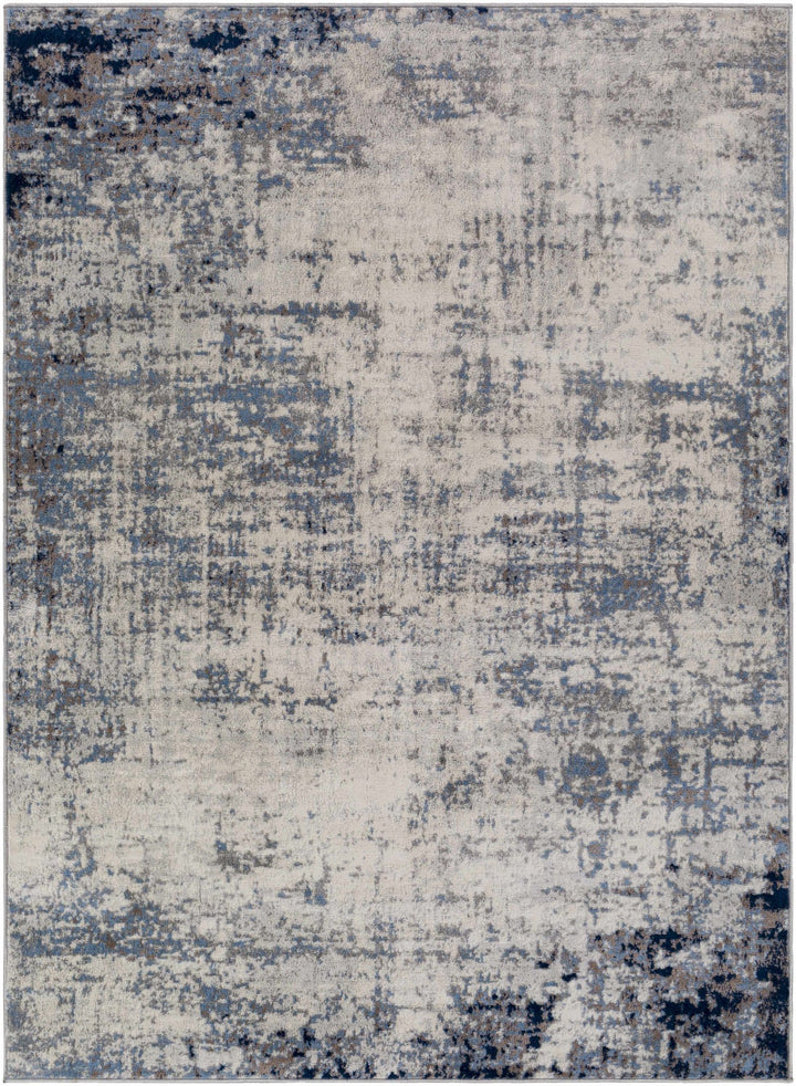 Modern Contemporary Abstract Ivory and Blue Medium pile Multi size Area Rug - The Rug Decor