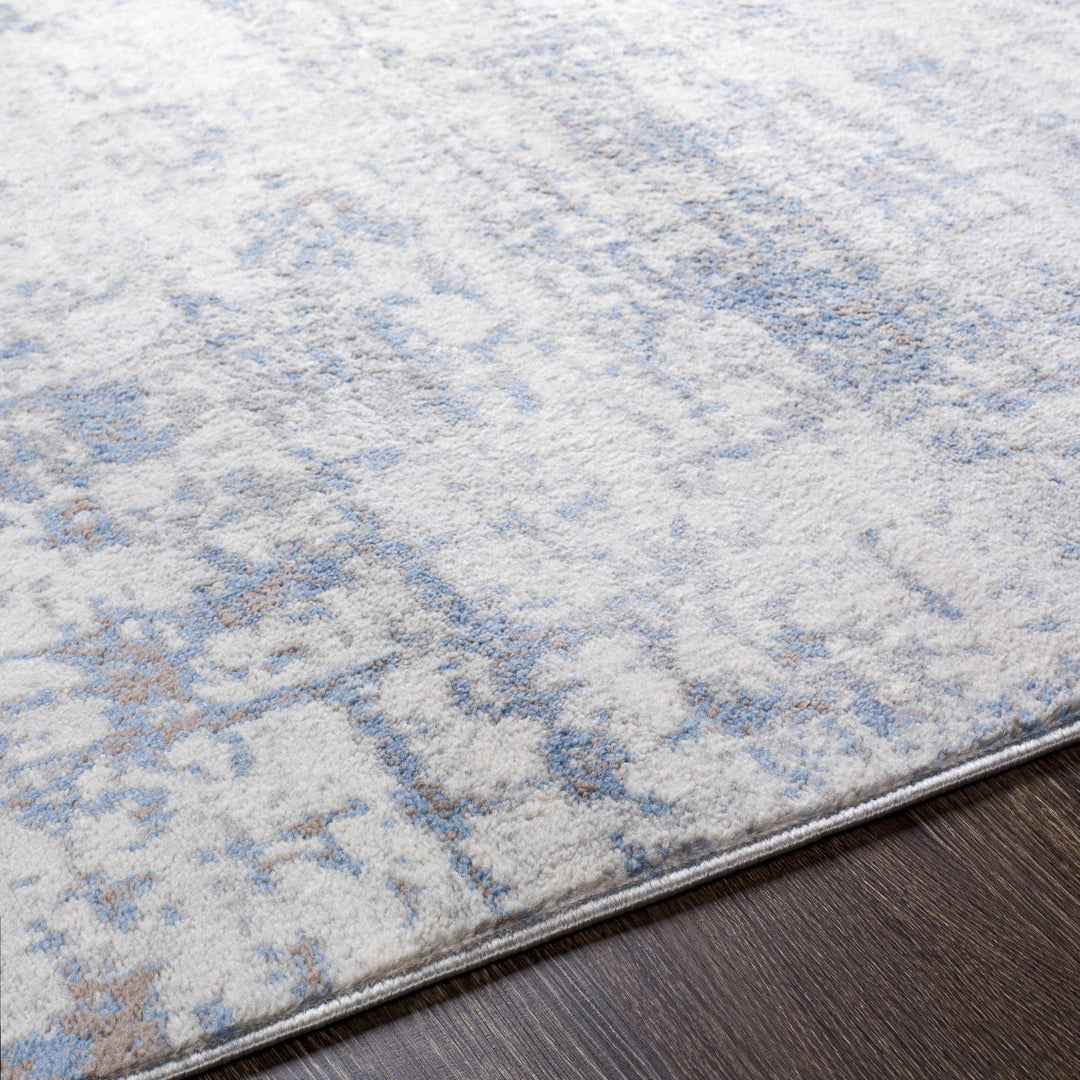 Modern Contemporary Abstract Ivory and Blue Medium pile Multi size Area Rug - The Rug Decor