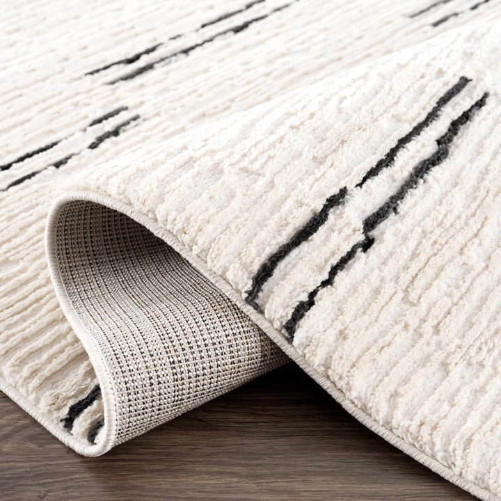 Modern Contemporary Beige and Black High-Low Pile Area Rug - The Rug Decor