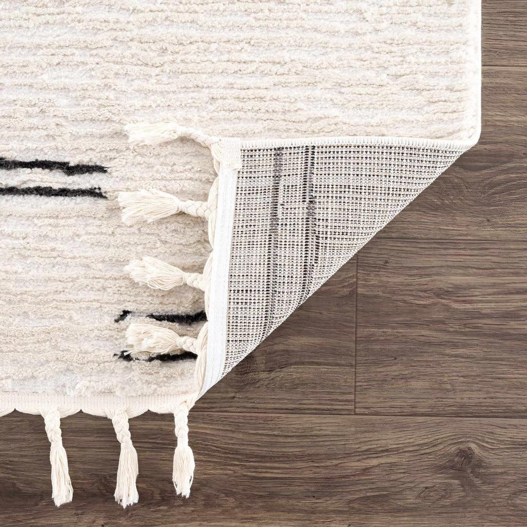 Modern Contemporary Beige and Black High-Low Pile Area Rug - The Rug Decor