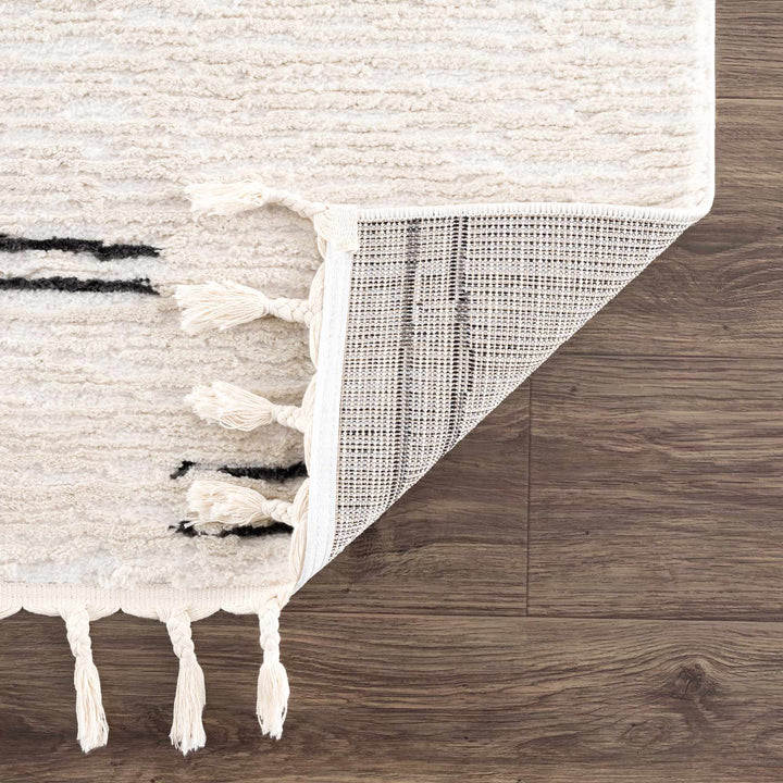 Modern Contemporary Beige and Black High-Low Pile Area Rug - The Rug Decor
