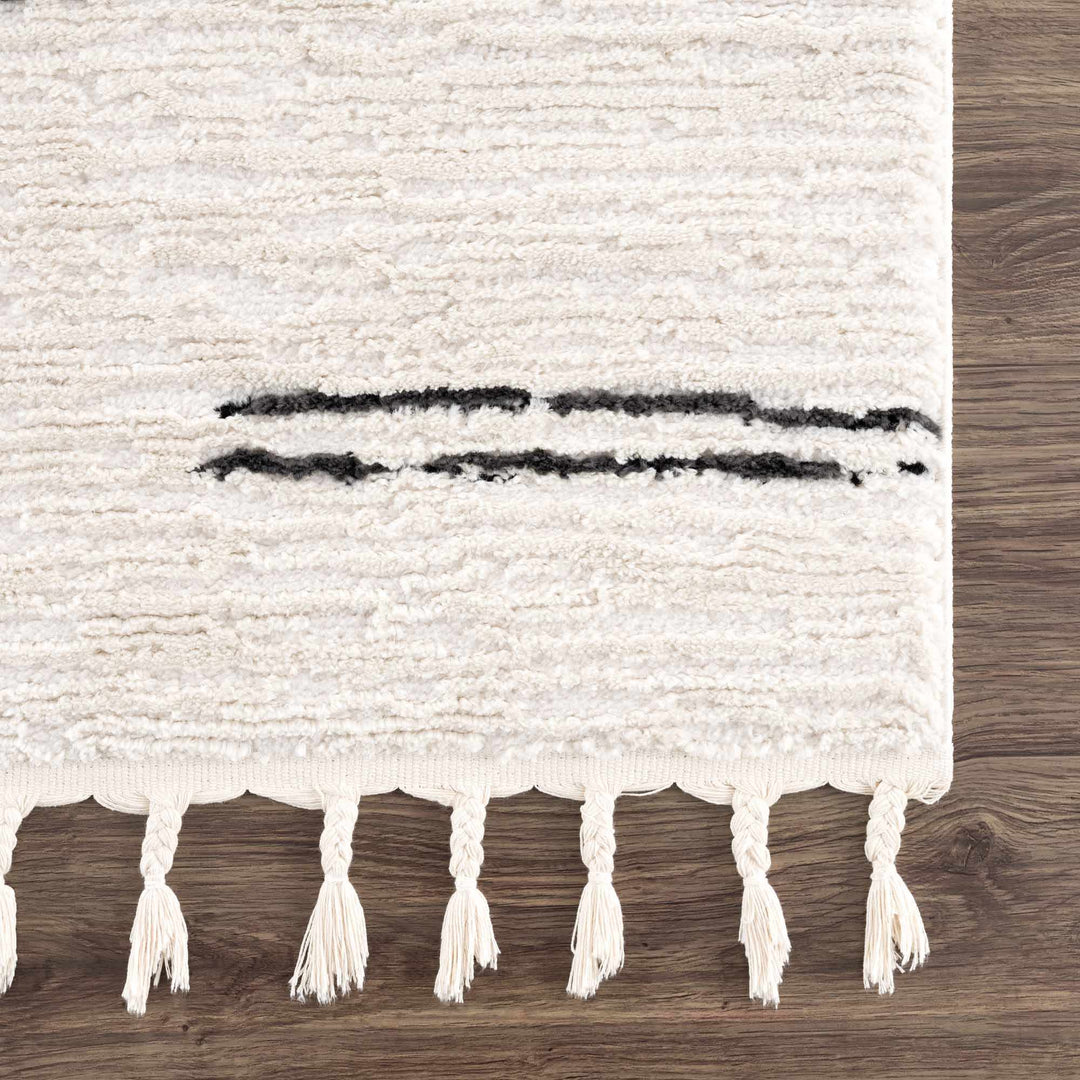Modern Contemporary Beige and Black High-Low Pile Area Rug - The Rug Decor