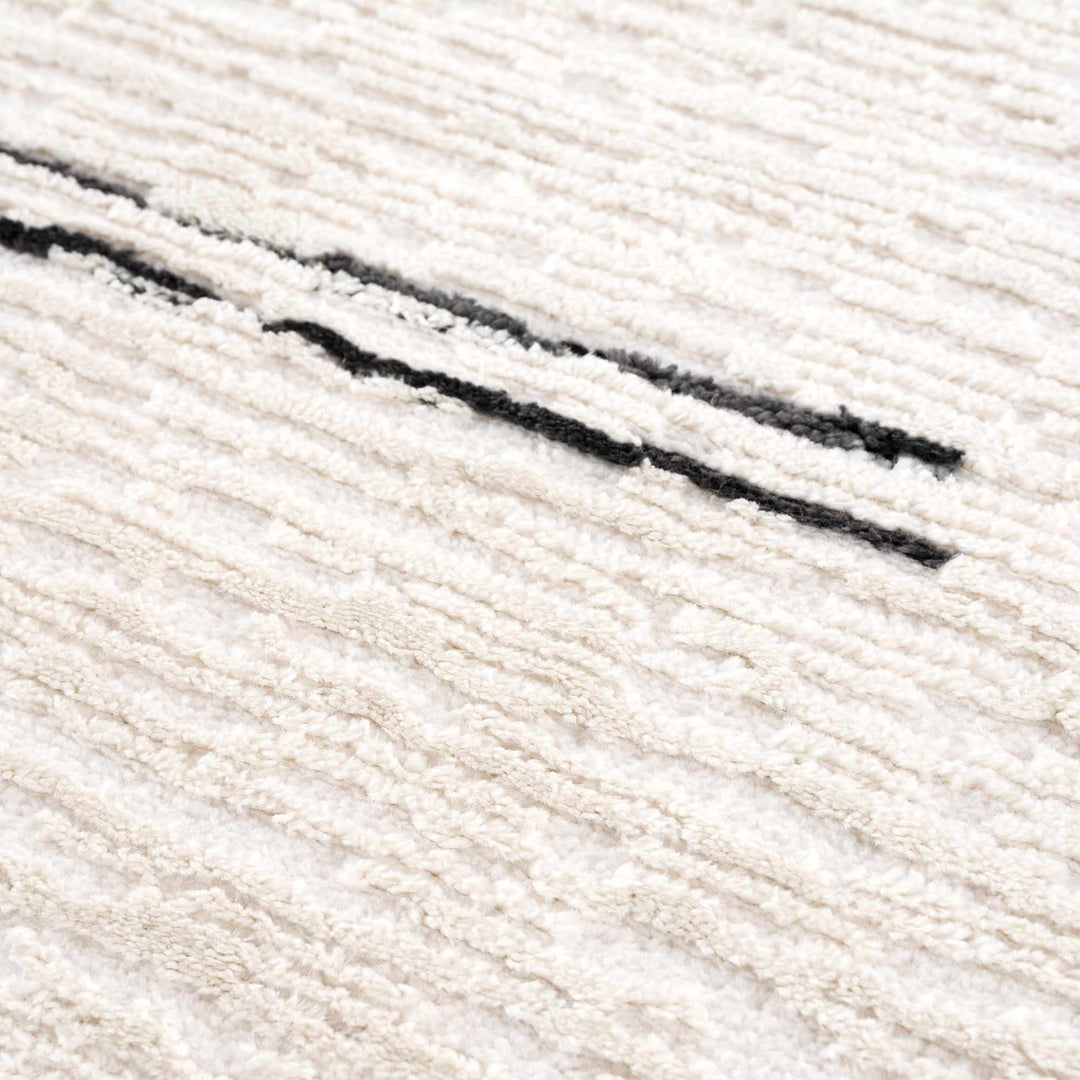 Modern Contemporary Beige and Black High-Low Pile Area Rug - The Rug Decor