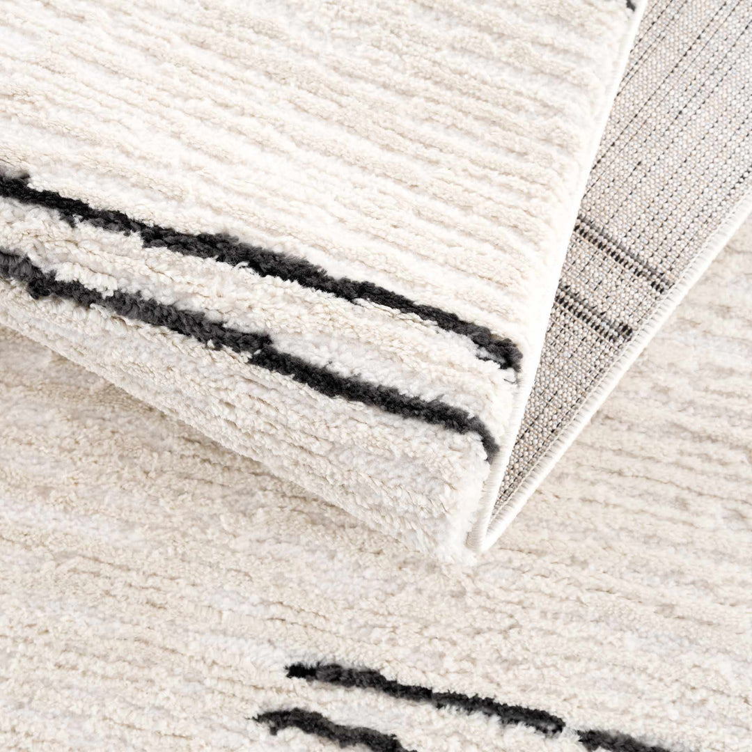 Modern Contemporary Beige and Black High-Low Pile Area Rug - The Rug Decor
