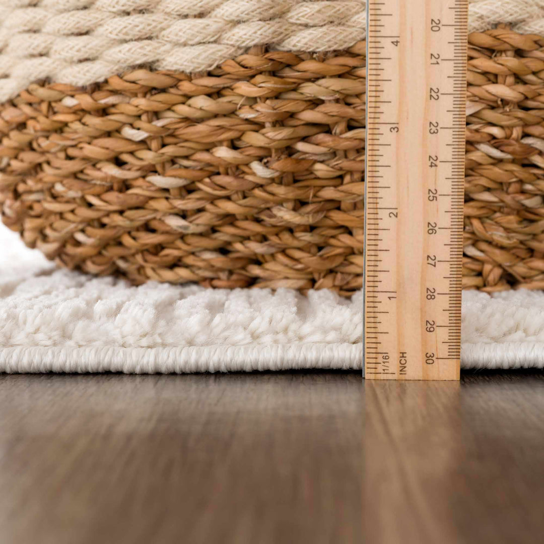 Modern Contemporary Beige and Black High-Low Pile Area Rug - The Rug Decor