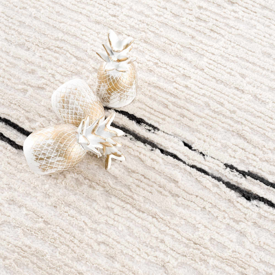 Modern Contemporary Beige and Black High-Low Pile Area Rug - The Rug Decor
