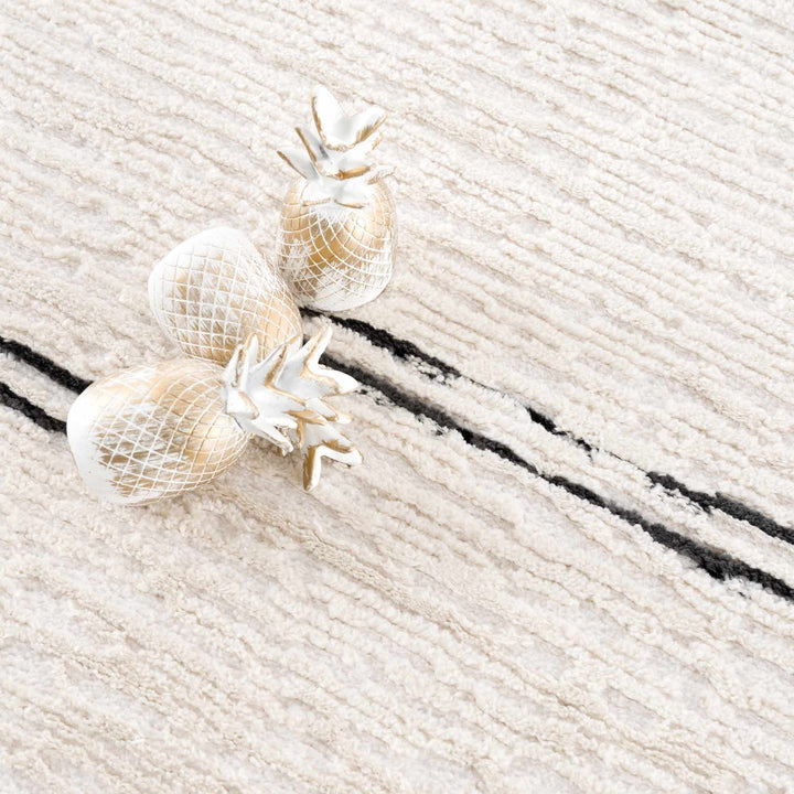 Modern Contemporary Beige and Black High-Low Pile Area Rug - The Rug Decor