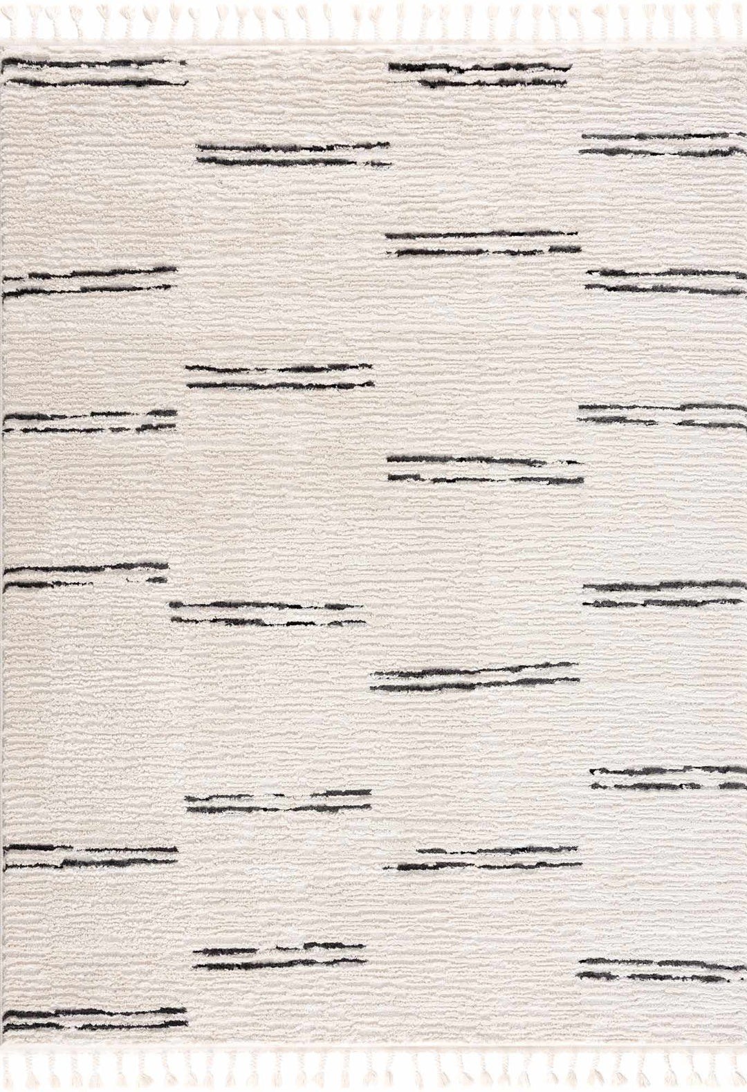 Modern Contemporary Beige and Black High-Low Pile Area Rug - The Rug Decor