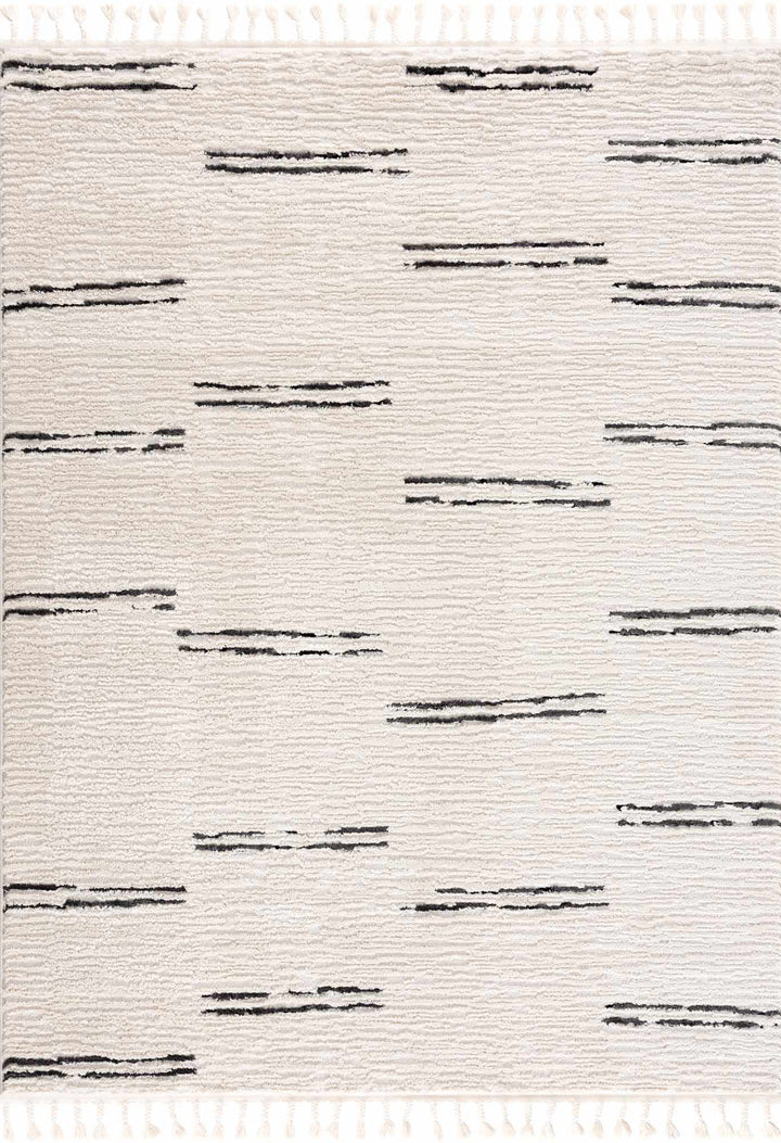 Modern Contemporary Beige and Black High-Low Pile Area Rug - The Rug Decor