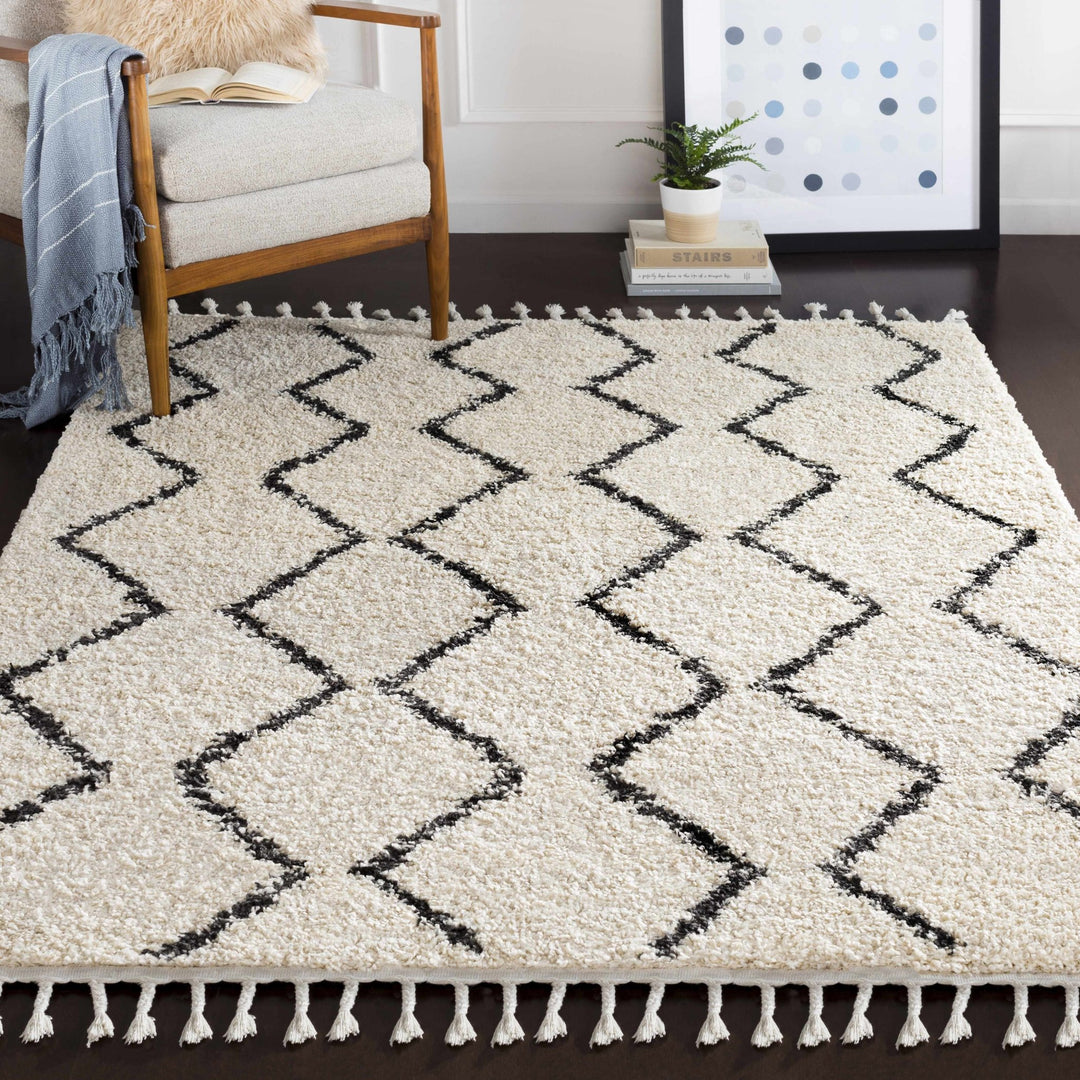 Modern Contemporary Beige and Charcoal Plush Pile Multi size Area Rug - The Rug Decor