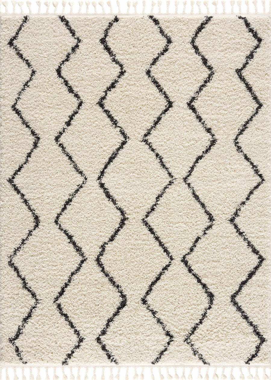 Modern Contemporary Beige and Charcoal Plush Pile Multi size Area Rug - The Rug Decor