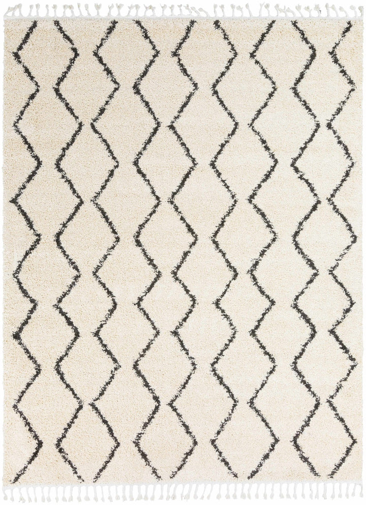 Modern Contemporary Beige and Charcoal Plush Pile Multi size Area Rug - The Rug Decor