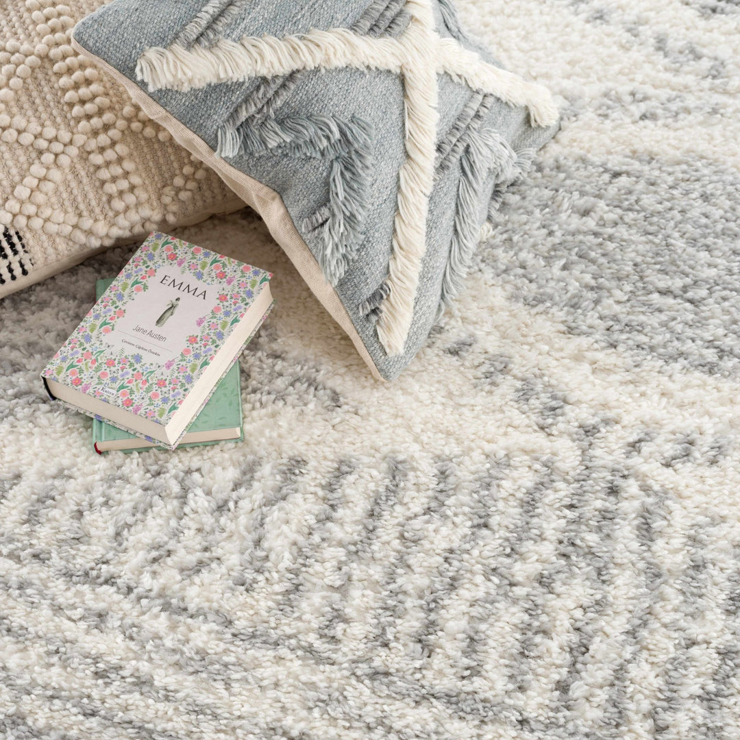 Modern Contemporary Beige and Gray Geometric Design Plush pile Area Rug - The Rug Decor