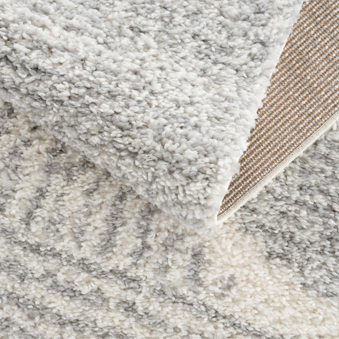 Modern Contemporary Beige and Gray Geometric Design Plush pile Area Rug - The Rug Decor