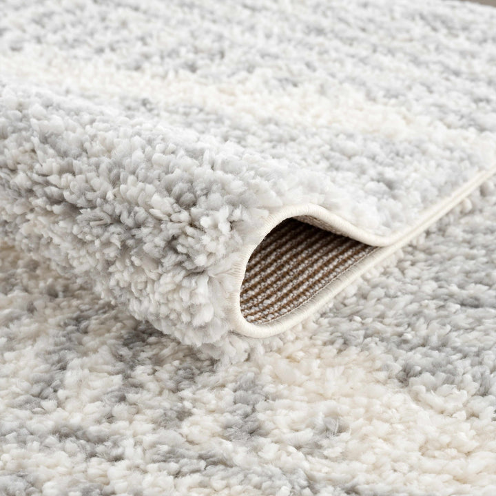 Modern Contemporary Beige and Gray Geometric Design Plush pile Area Rug - The Rug Decor