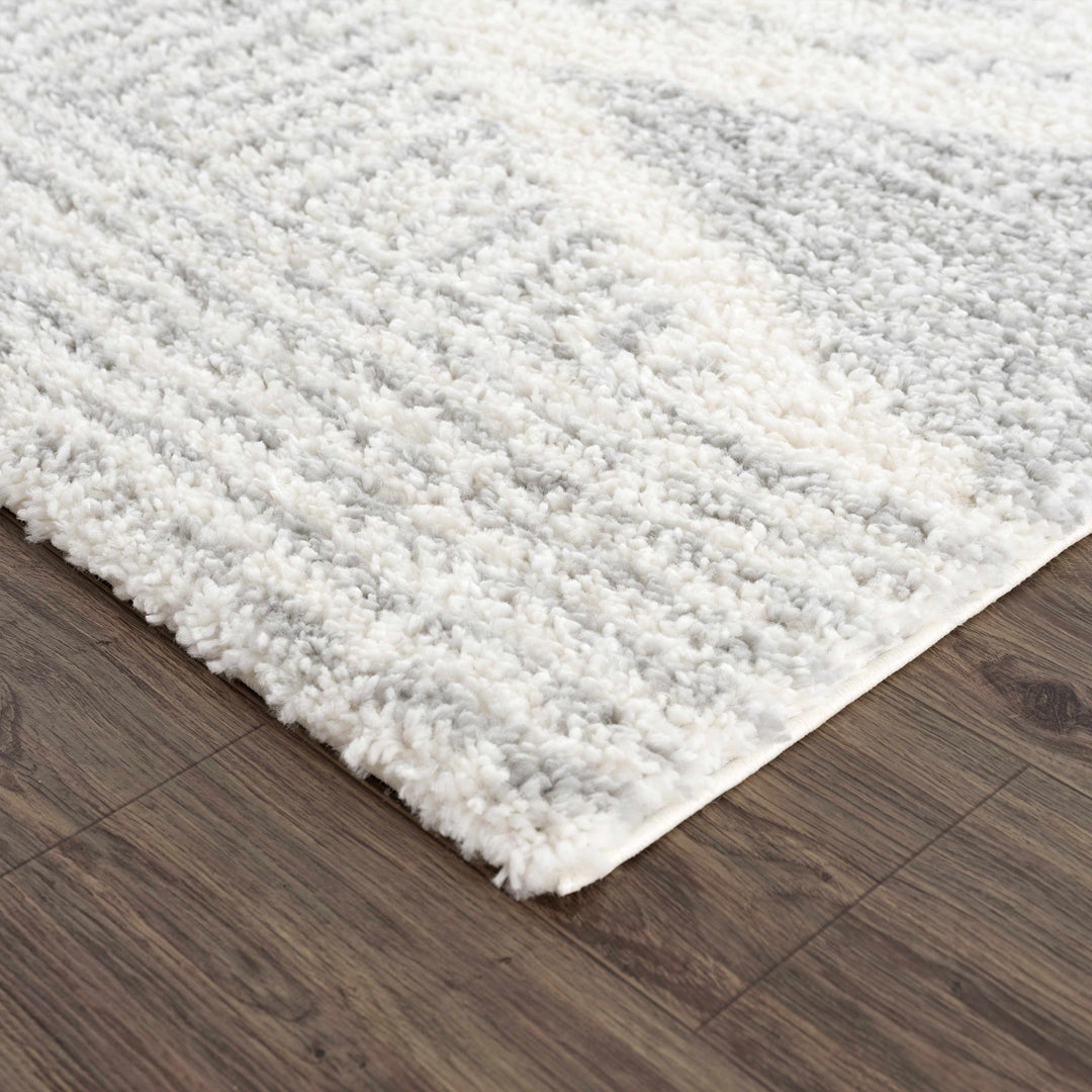 Modern Contemporary Beige and Gray Geometric Design Plush pile Area Rug - The Rug Decor