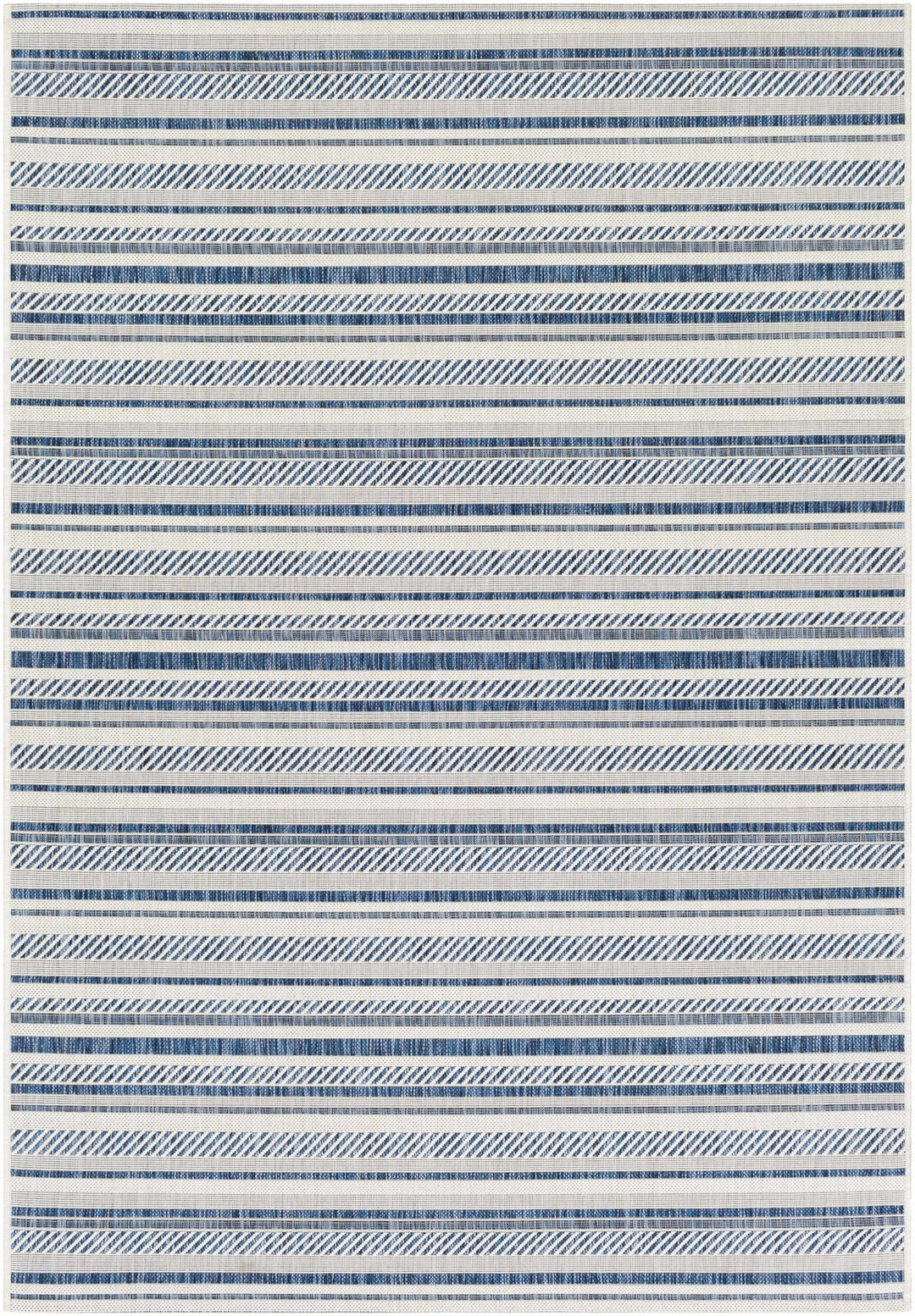 Modern Contemporary Blue and Ivory Stripes Multi Size Area Rug - The Rug Decor