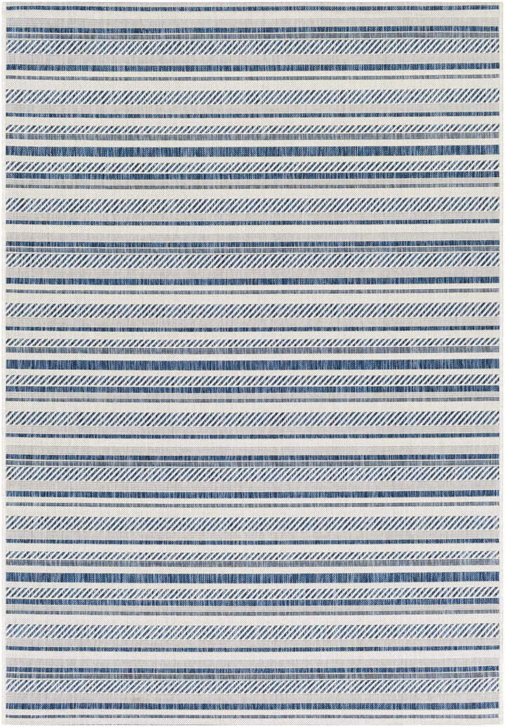 Modern Contemporary Blue and Ivory Stripes Multi Size Area Rug - The Rug Decor
