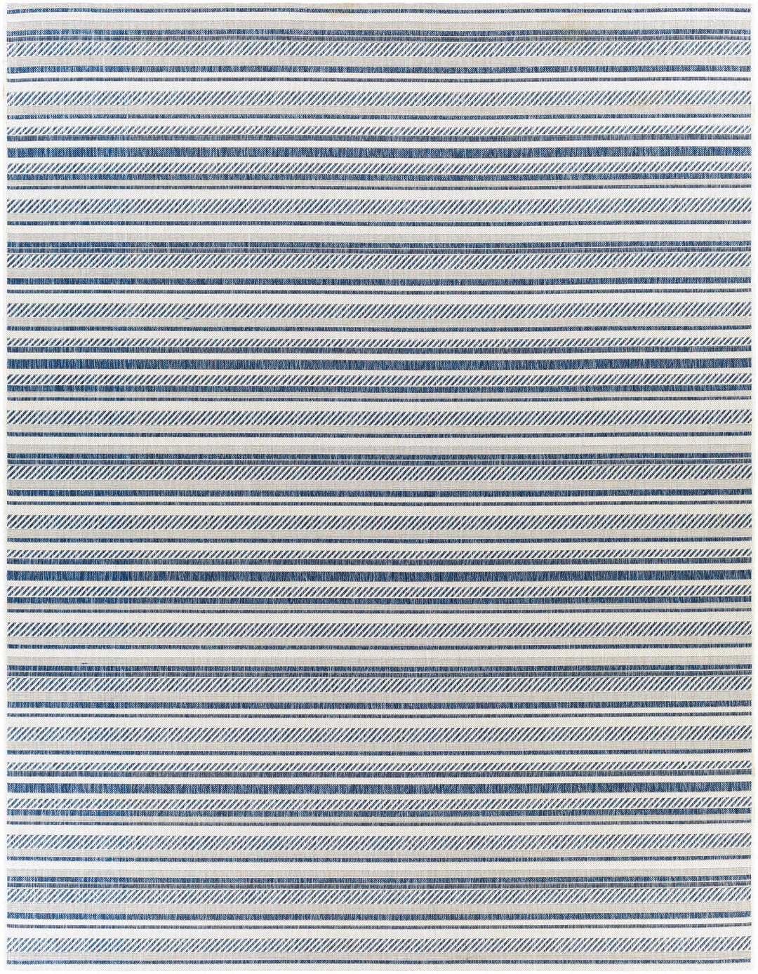Modern Contemporary Blue and Ivory Stripes Multi Size Area Rug - The Rug Decor