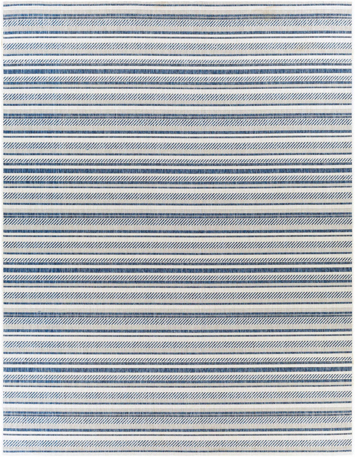 Modern Contemporary Blue and Ivory Stripes Multi Size Area Rug - The Rug Decor