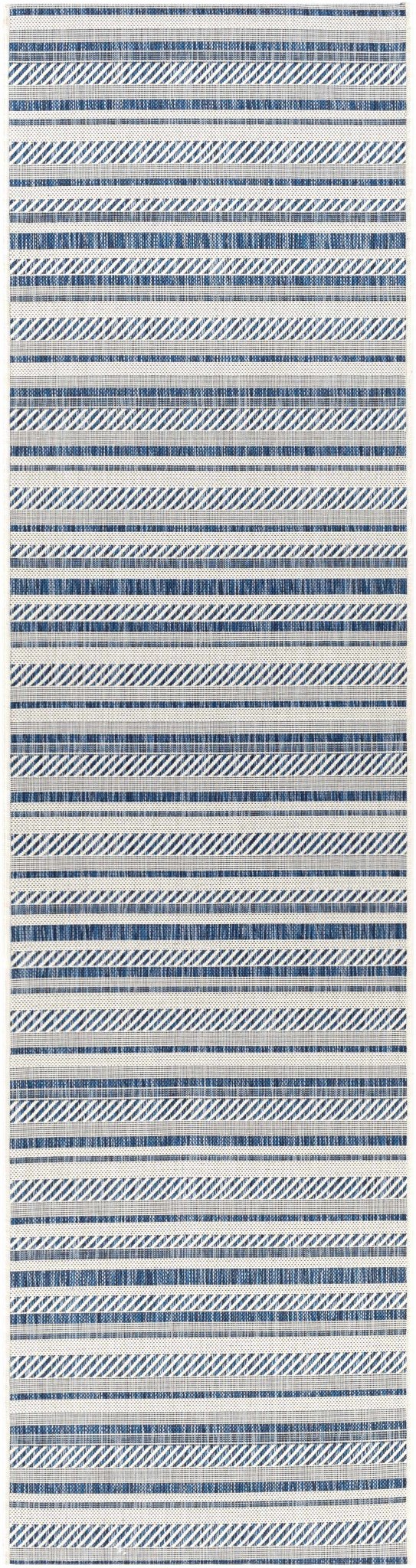 Modern Contemporary Blue and Ivory Stripes Multi Size Area Rug - The Rug Decor