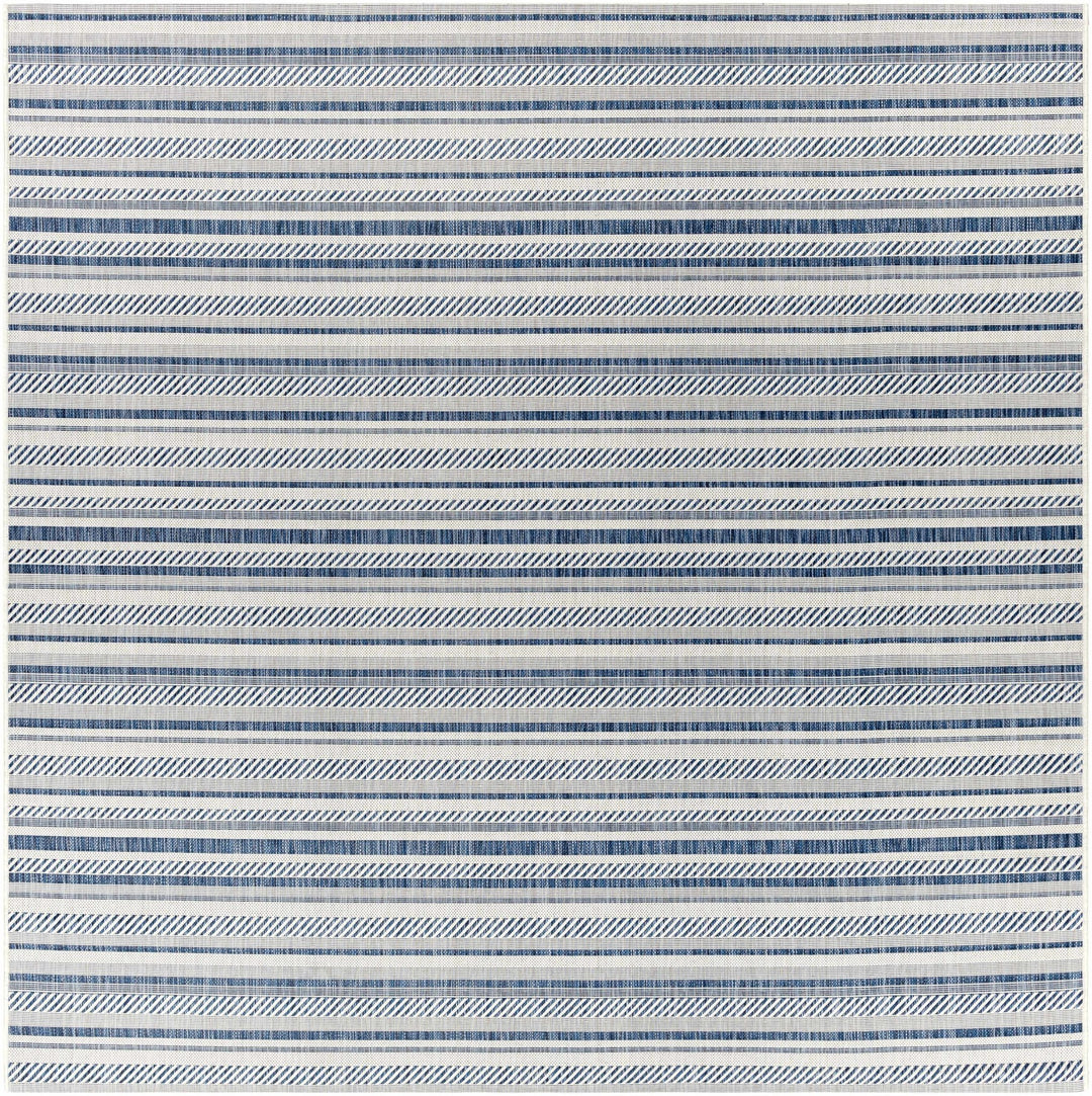Modern Contemporary Blue and Ivory Stripes Multi Size Area Rug - The Rug Decor
