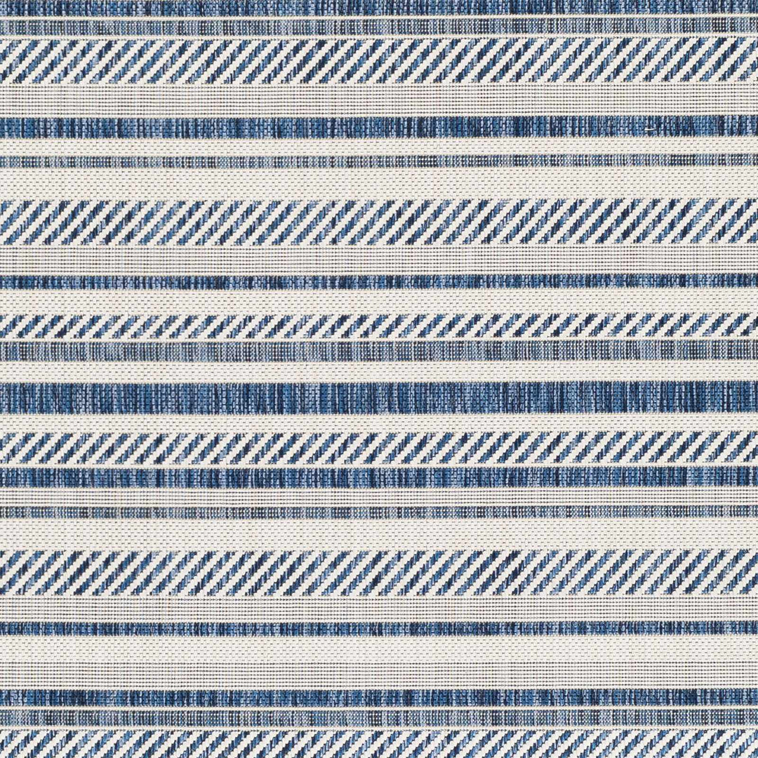Modern Contemporary Blue and Ivory Stripes Multi Size Area Rug - The Rug Decor