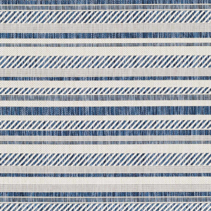 Modern Contemporary Blue and Ivory Stripes Multi Size Area Rug - The Rug Decor
