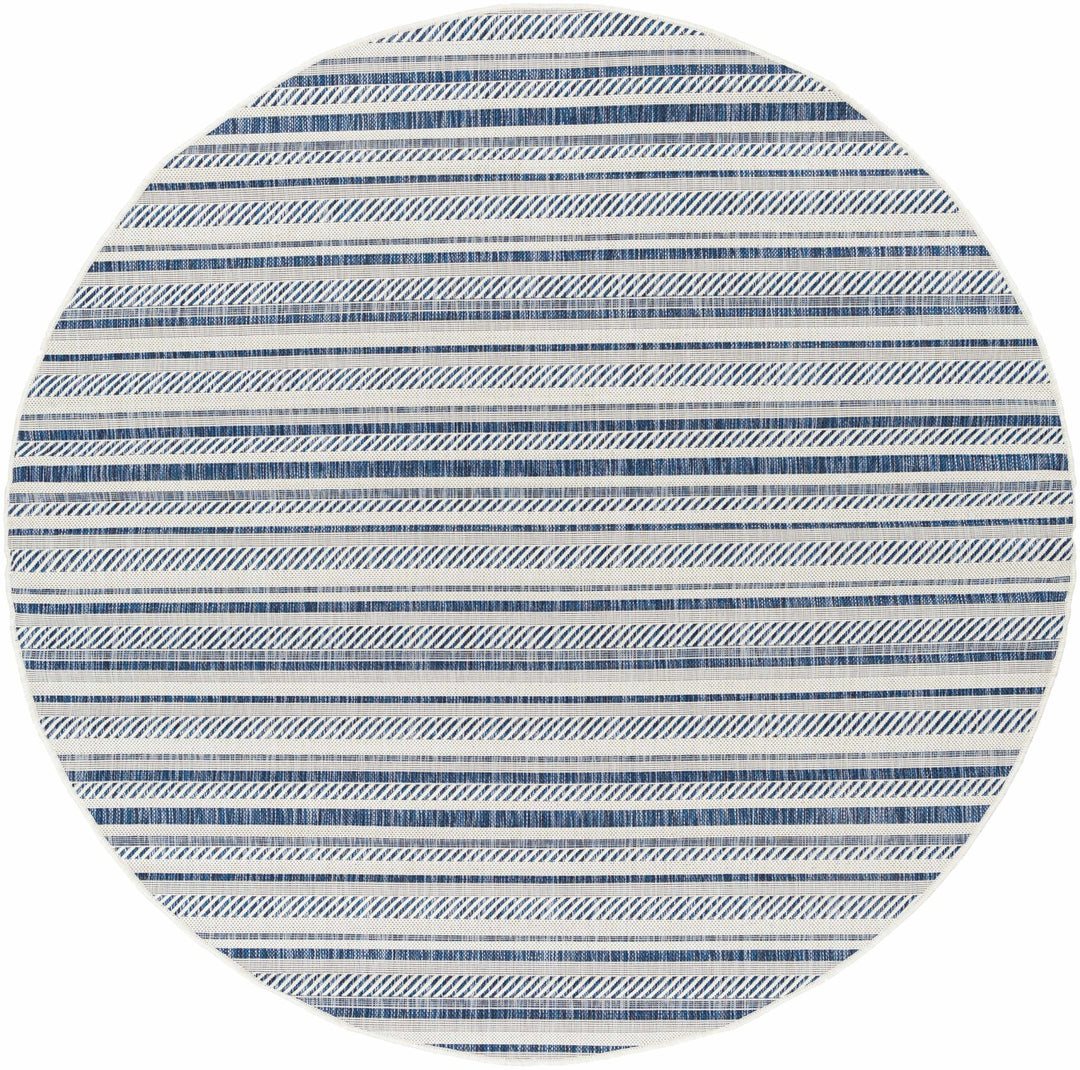 Modern Contemporary Blue and Ivory Stripes Multi Size Area Rug - The Rug Decor