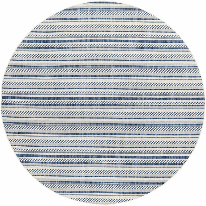 Modern Contemporary Blue and Ivory Stripes Multi Size Area Rug - The Rug Decor