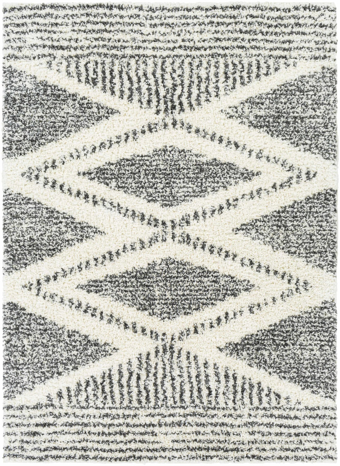 Modern Contemporary Charcoal and Ivory Geometric design Plush pile Area Rug - The Rug Decor