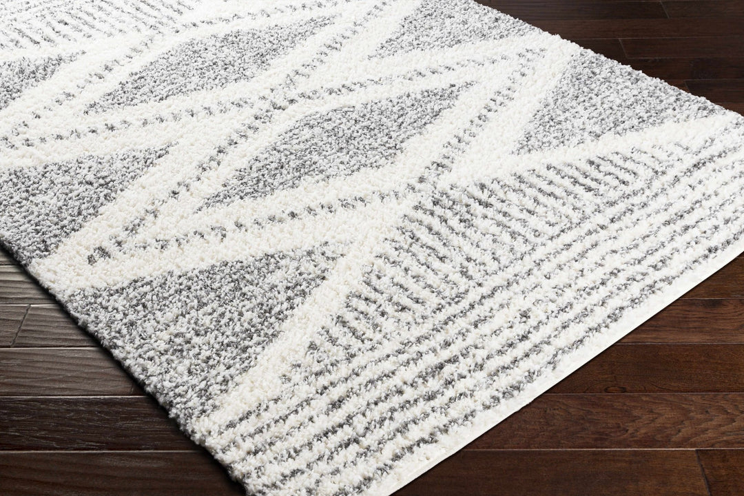 Modern Contemporary Charcoal and Ivory Geometric design Plush pile Area Rug - The Rug Decor