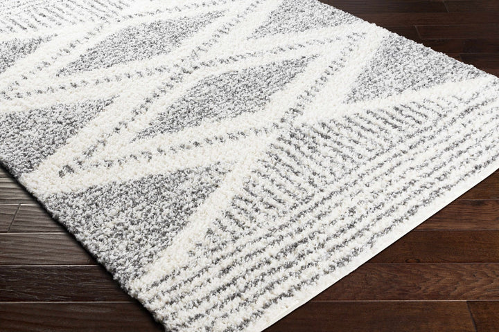 Modern Contemporary Charcoal and Ivory Geometric design Plush pile Area Rug - The Rug Decor