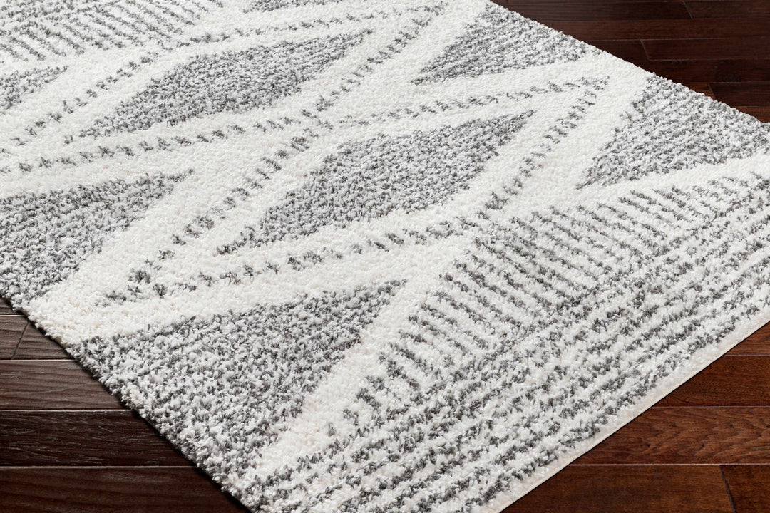Modern Contemporary Charcoal and Ivory Geometric design Plush pile Area Rug - The Rug Decor