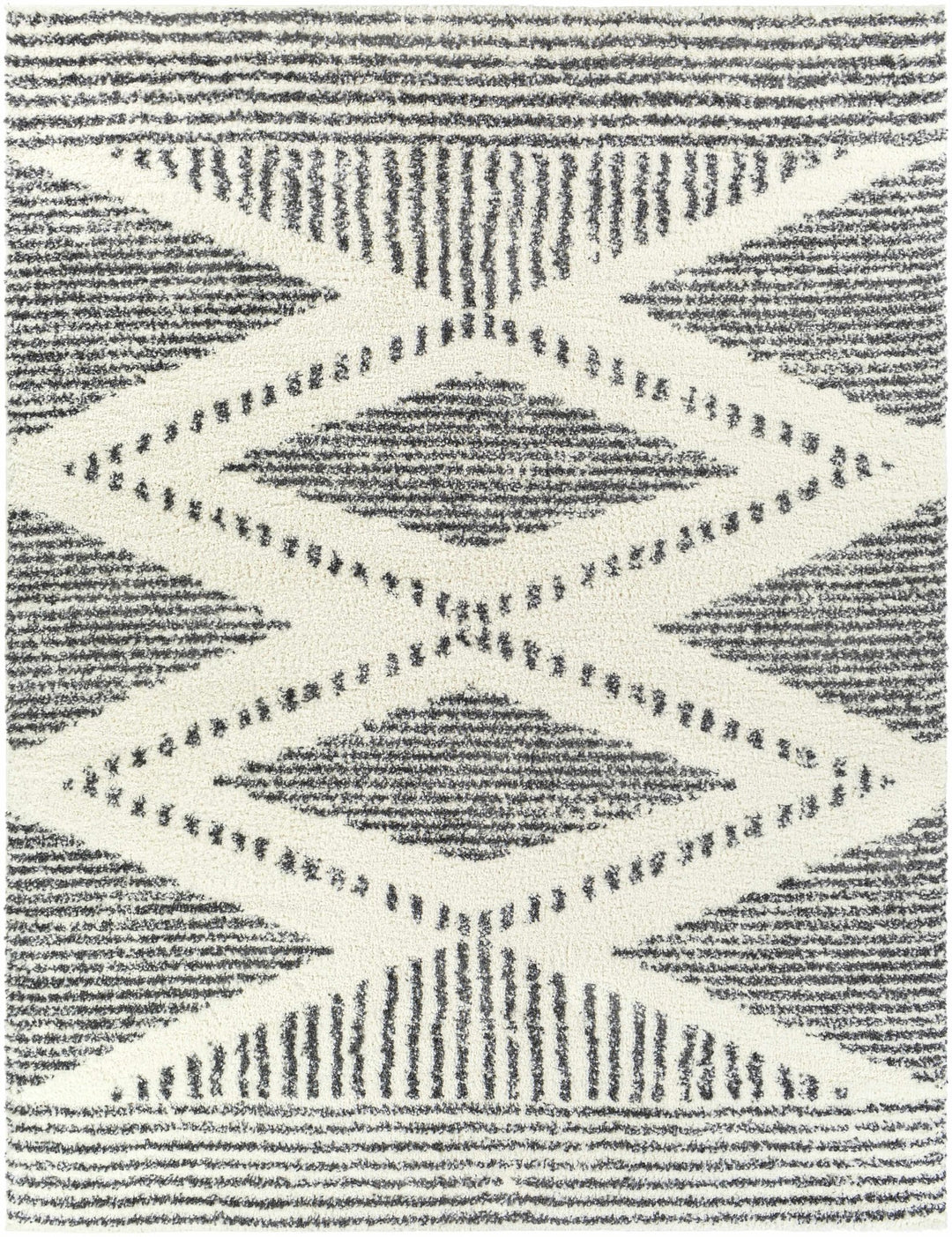 Modern Contemporary Charcoal and Ivory Geometric design Plush pile Area Rug - The Rug Decor