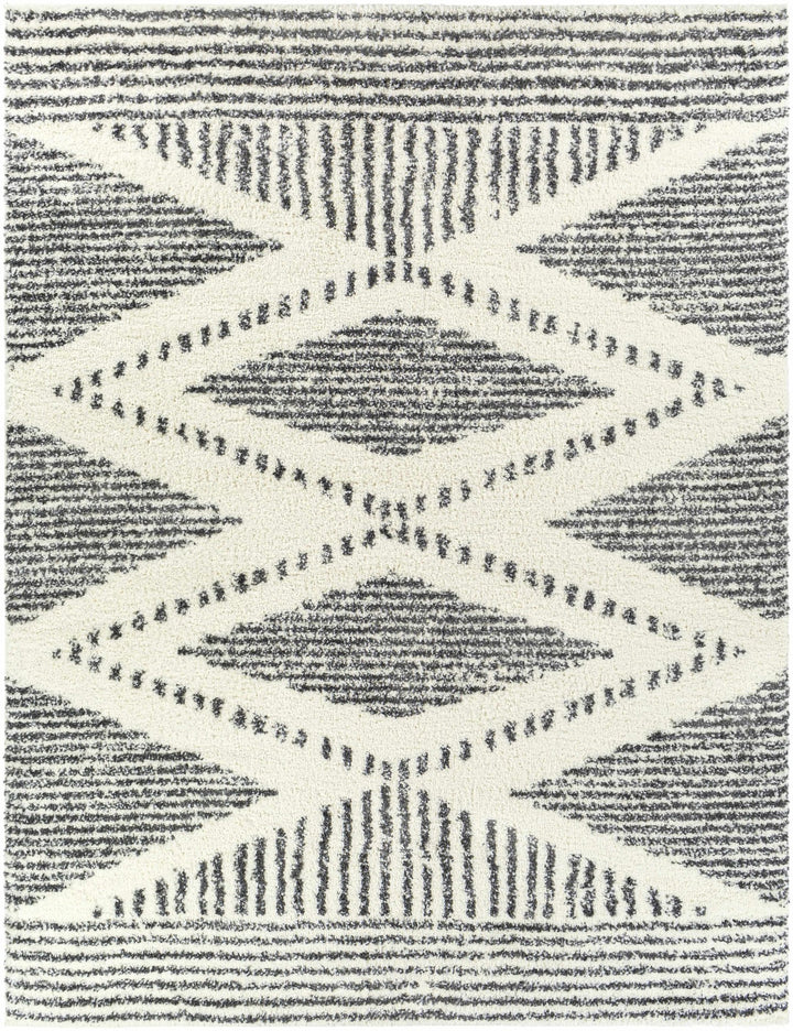 Modern Contemporary Charcoal and Ivory Geometric design Plush pile Area Rug - The Rug Decor