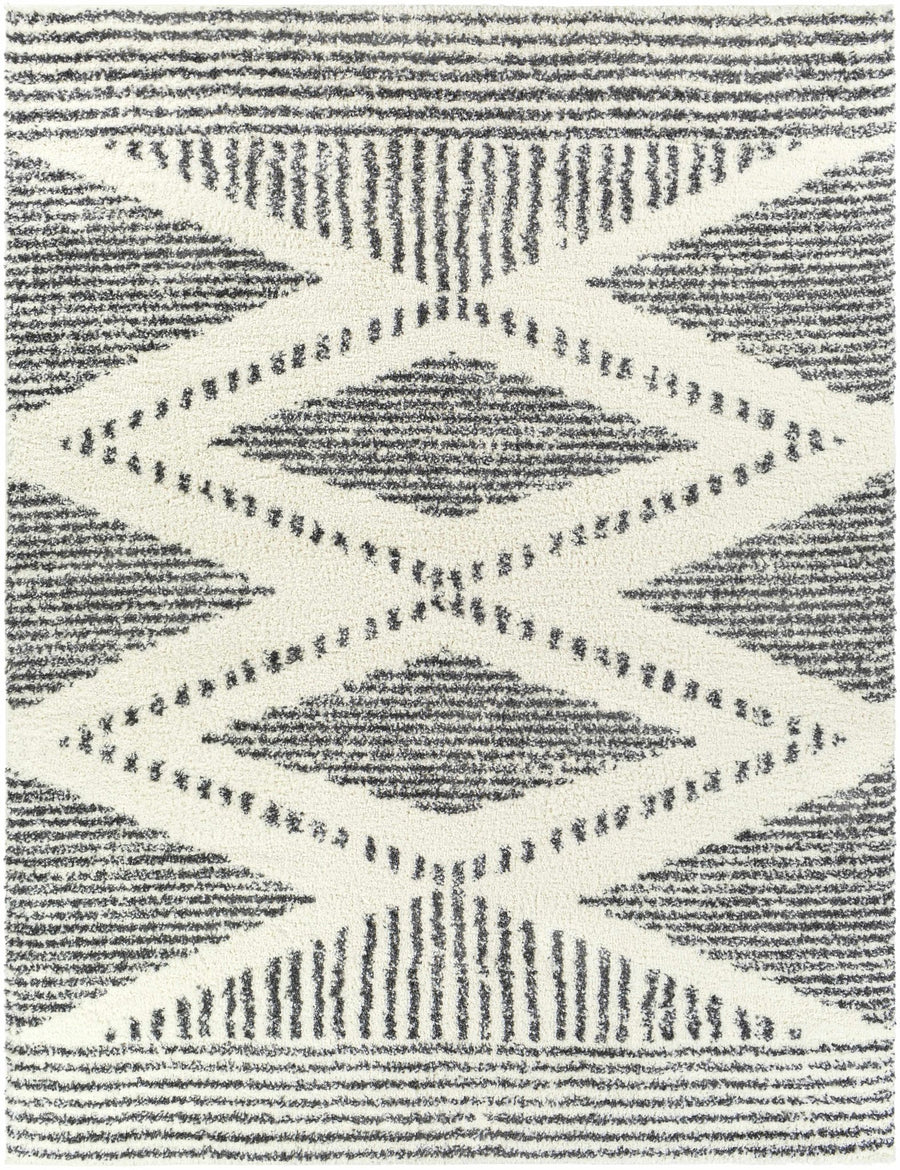 Modern Contemporary Charcoal and Ivory Geometric design Plush pile Area Rug - The Rug Decor