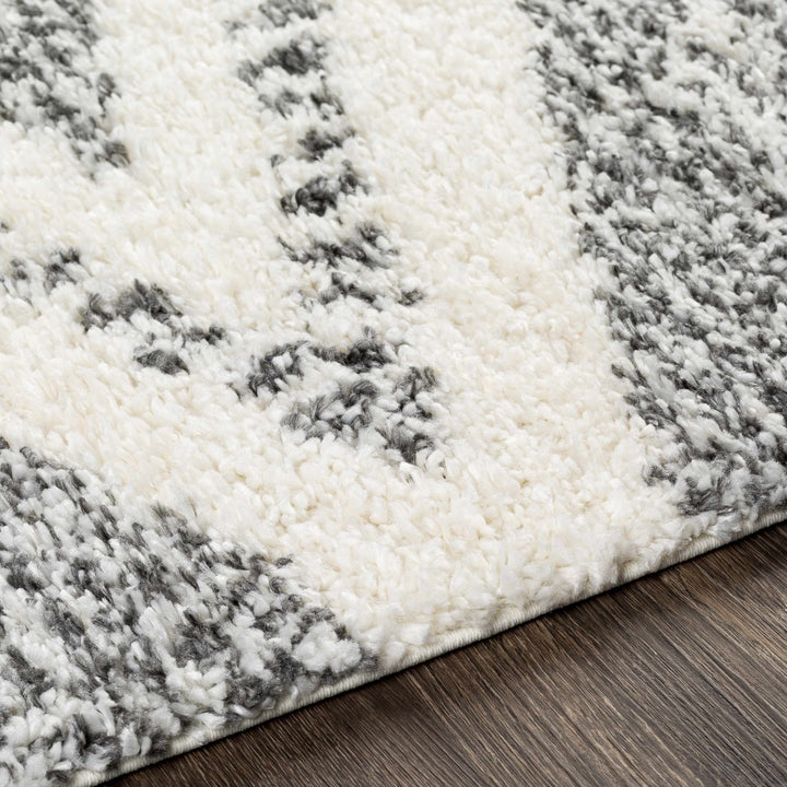 Modern Contemporary Charcoal and Ivory Geometric design Plush pile Area Rug - The Rug Decor