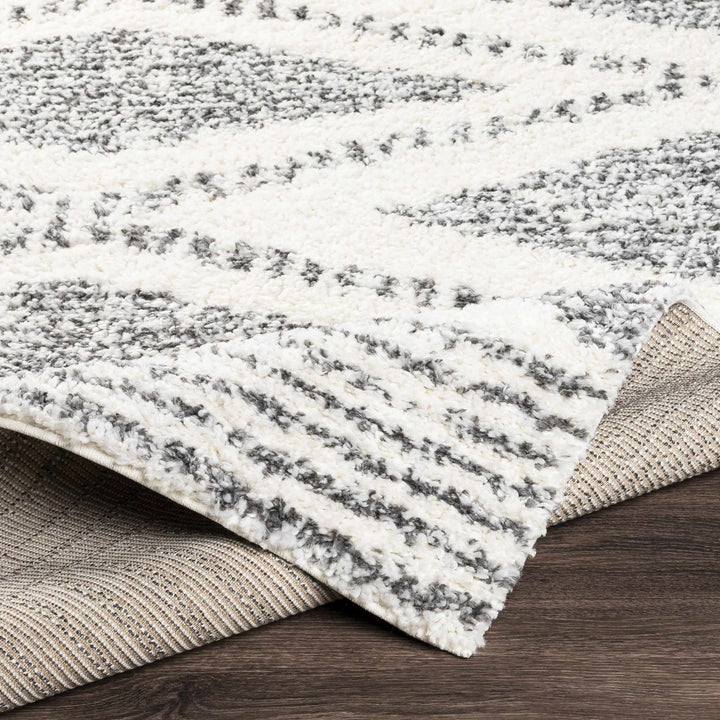 Modern Contemporary Charcoal and Ivory Geometric design Plush pile Area Rug - The Rug Decor